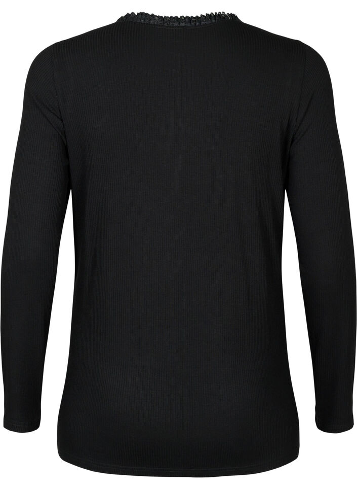 Schwangerschaft Bluse mit Spitze und langen Ärmeln, Schwarz, Packshot image number 1