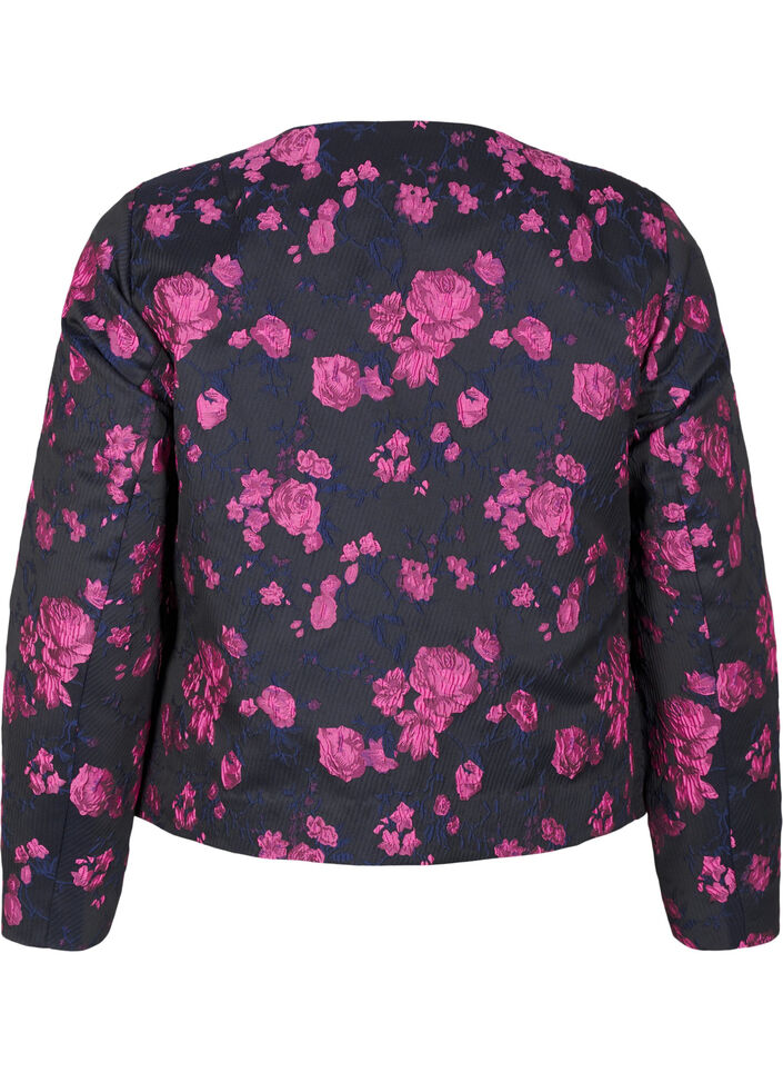 Jacquard-Jacke mit Blumenmuster, Black w. Red Rose, Packshot image number 1