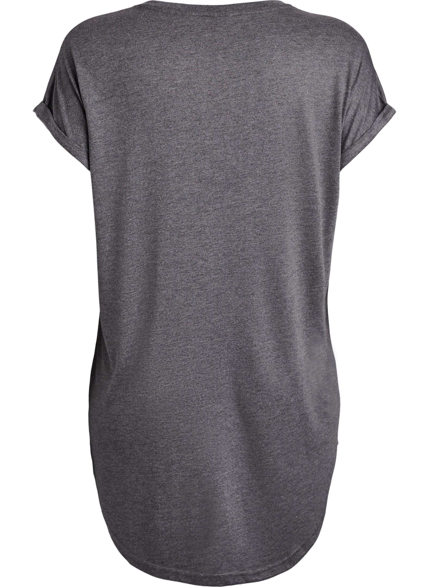 ZizziKurzarm-Nachthemd mit Textaufdruck, Schwarz, Packshot image number 1