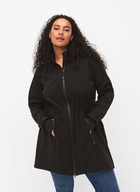 Softshell-Jacke mit abnehmbarer Kapuze, Black, Model