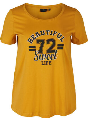 Baumwoll-T-Shirt mit Aufdruck, Harvest Gold 72, Packshot image number 0