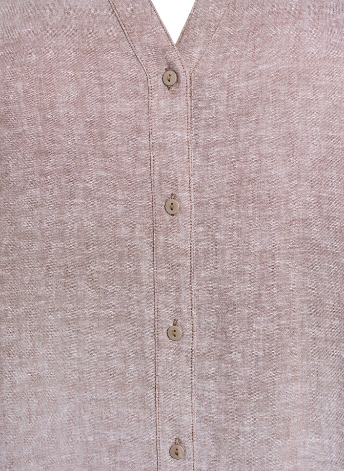 Lange Bluse aus Leinen und Viskose, Braun, Packshot image number 2