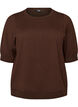 Fein gestrickte Bluse mit kurzen &Auml;rmeln, Braun, Packshot image number 0
