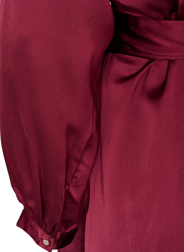 Kurzes Satinkleid im Wickeldesign, Rot, Packshot image number 3
