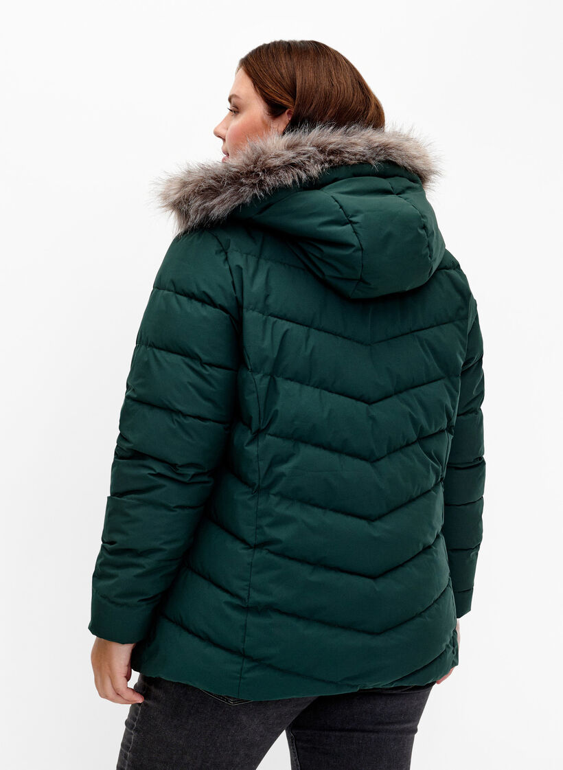 Kurze Steppjacke mit Kapuze, Gr&uuml;n, Model image number 2