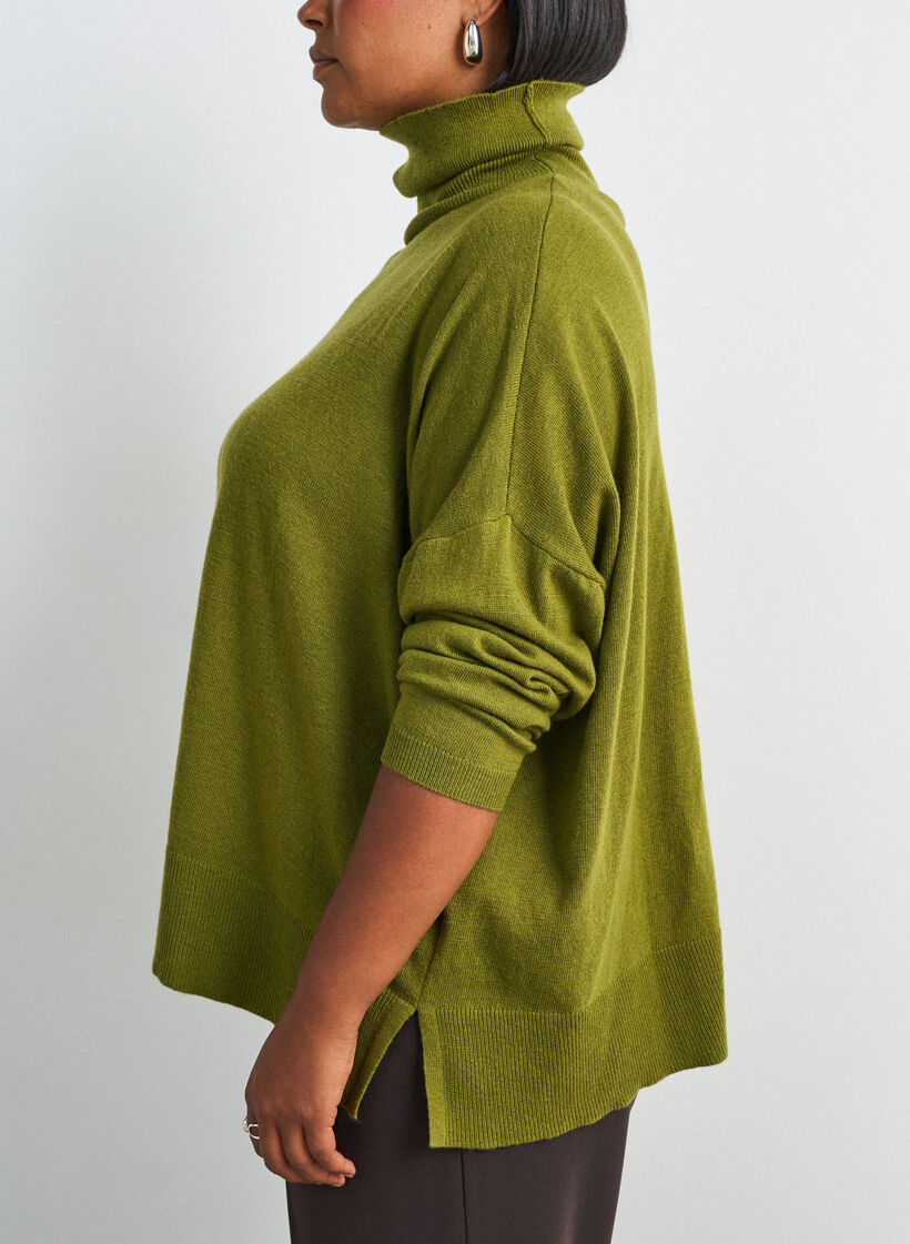Rollkragenpullover mit lockerer Passform, Gr&uuml;n, Model image number 4