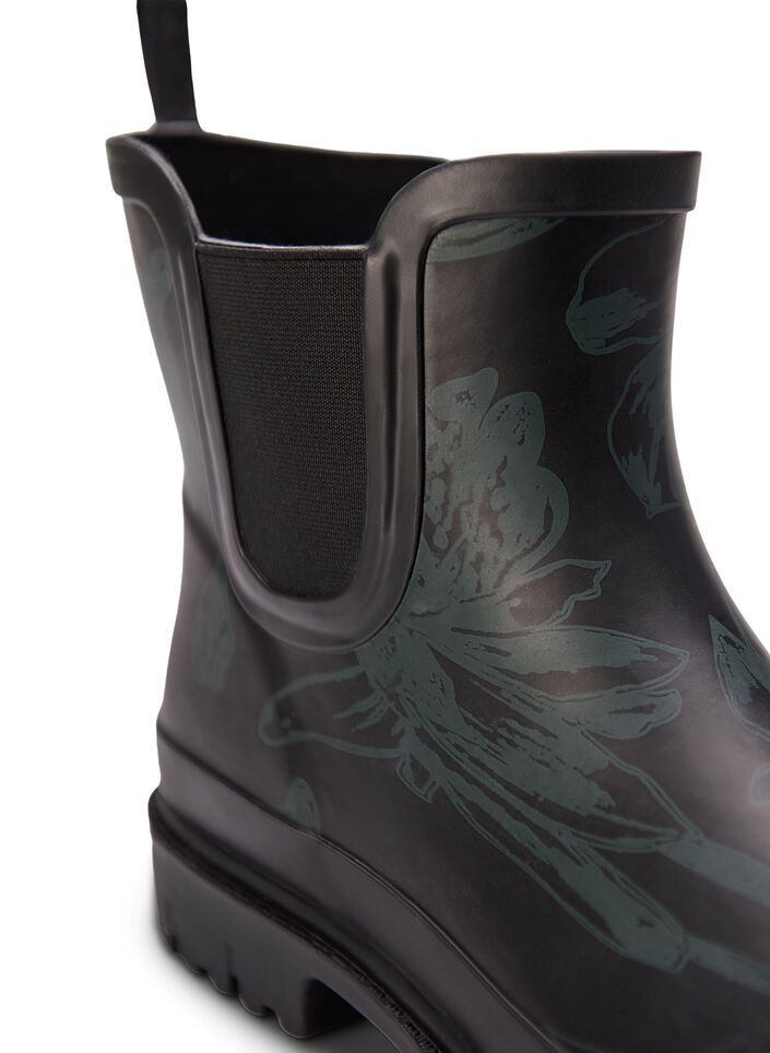Kurze breit geschnittene Gummistiefel mit Druck, B. Teal Flower AOP, Packshot image number 3