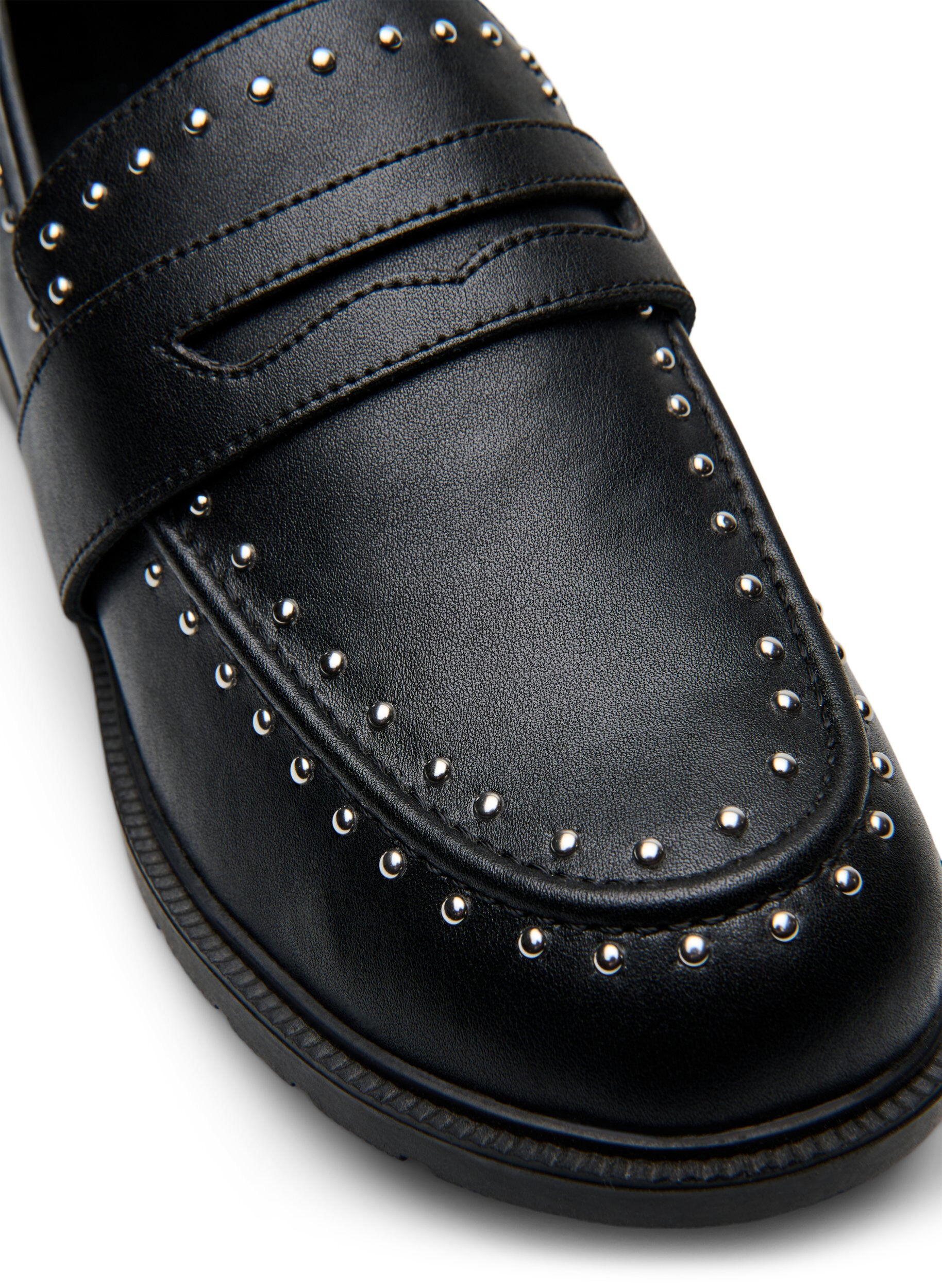 Zizzi Extra-Weite - Lederloafer mit Nieten, Schwarz, Packshot image number 3