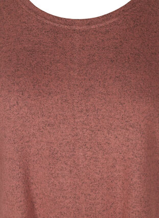 Melierte Bluse mit verstellbarem Bund, Burlwood Melange , Packshot image number 2