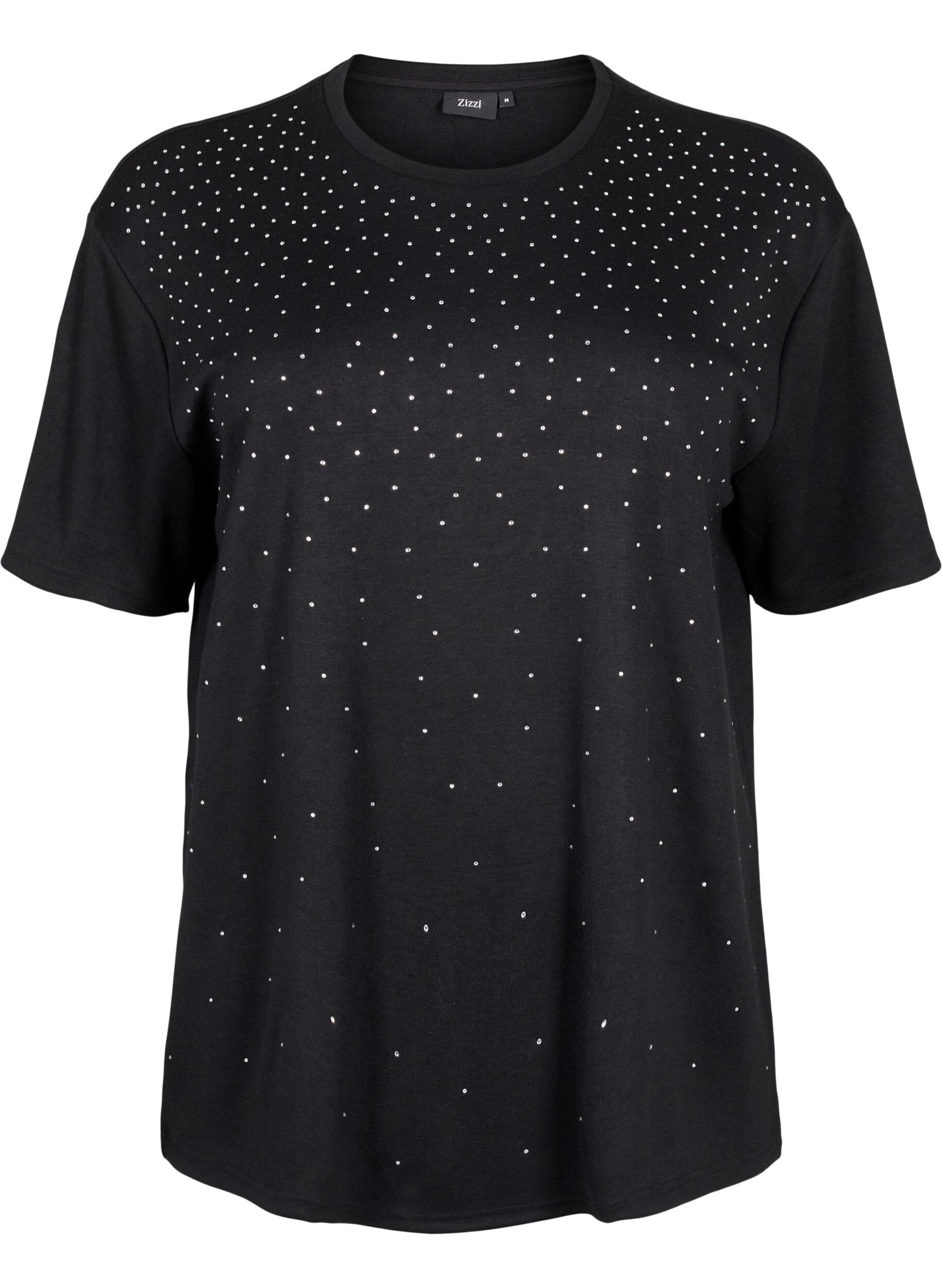T-Shirt mit Strasssteinen und Rundhalsausschnitt