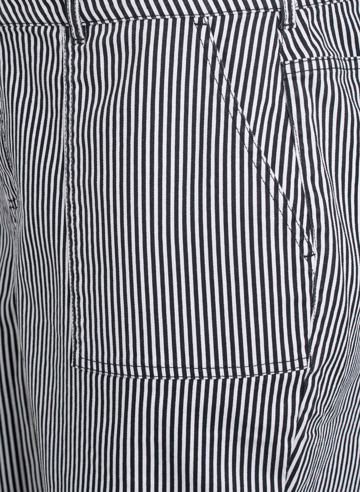 Bermuda-Shorts mit hohem Bund und Streifenmuster, Schwarz, Packshot image number 2