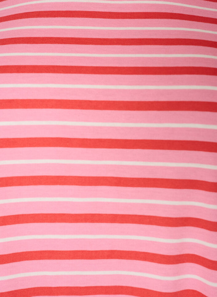 Langes oversized T-Shirt aus Bio-Baumwolle mit Streifen, Pink, Packshot image number 2