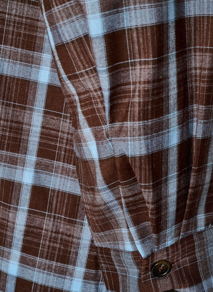 Knielanges Hemdblusenkleid mit Karomuster, Braun, Packshot image number 3