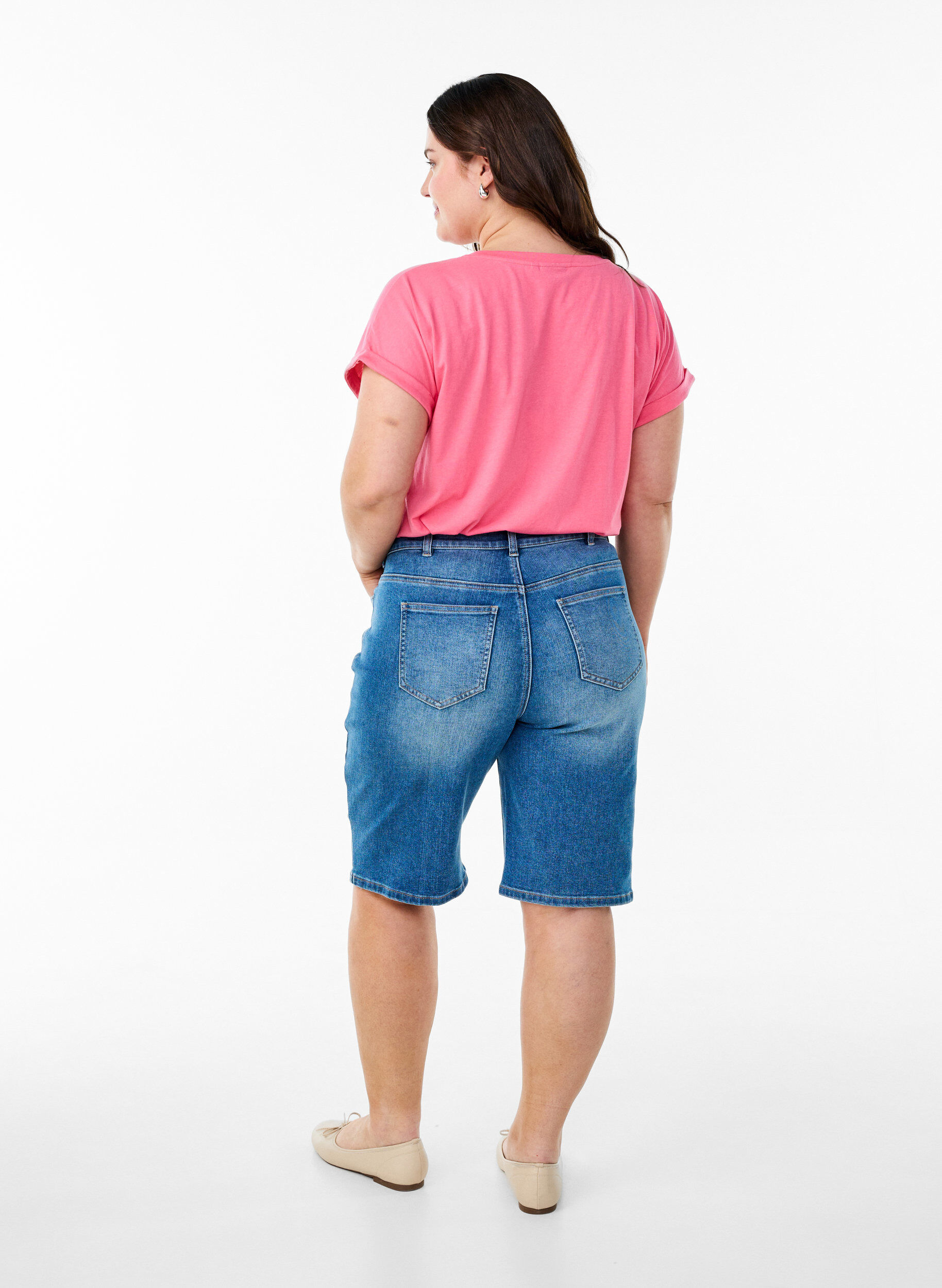 ZizziKurz&auml;rmliges T-Shirt aus einer Baumwollmischung, Pink, Model image number 2