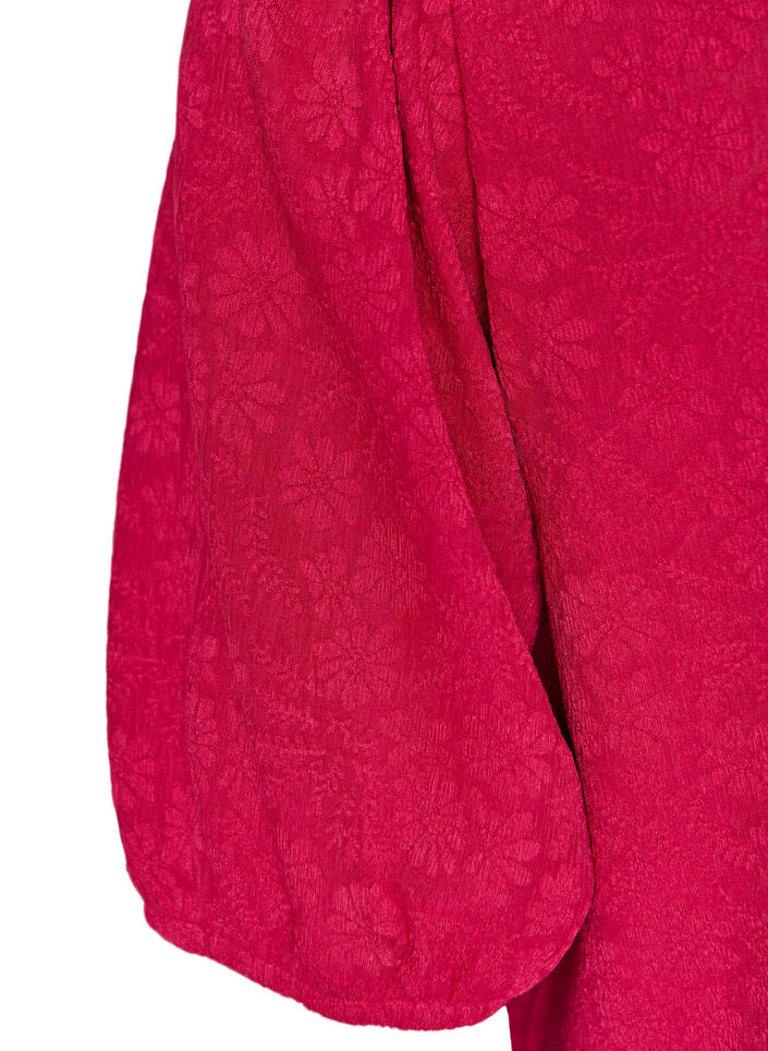 Bluse mit Struktur und kurzen &Auml;rmeln, Pink, Packshot image number 3