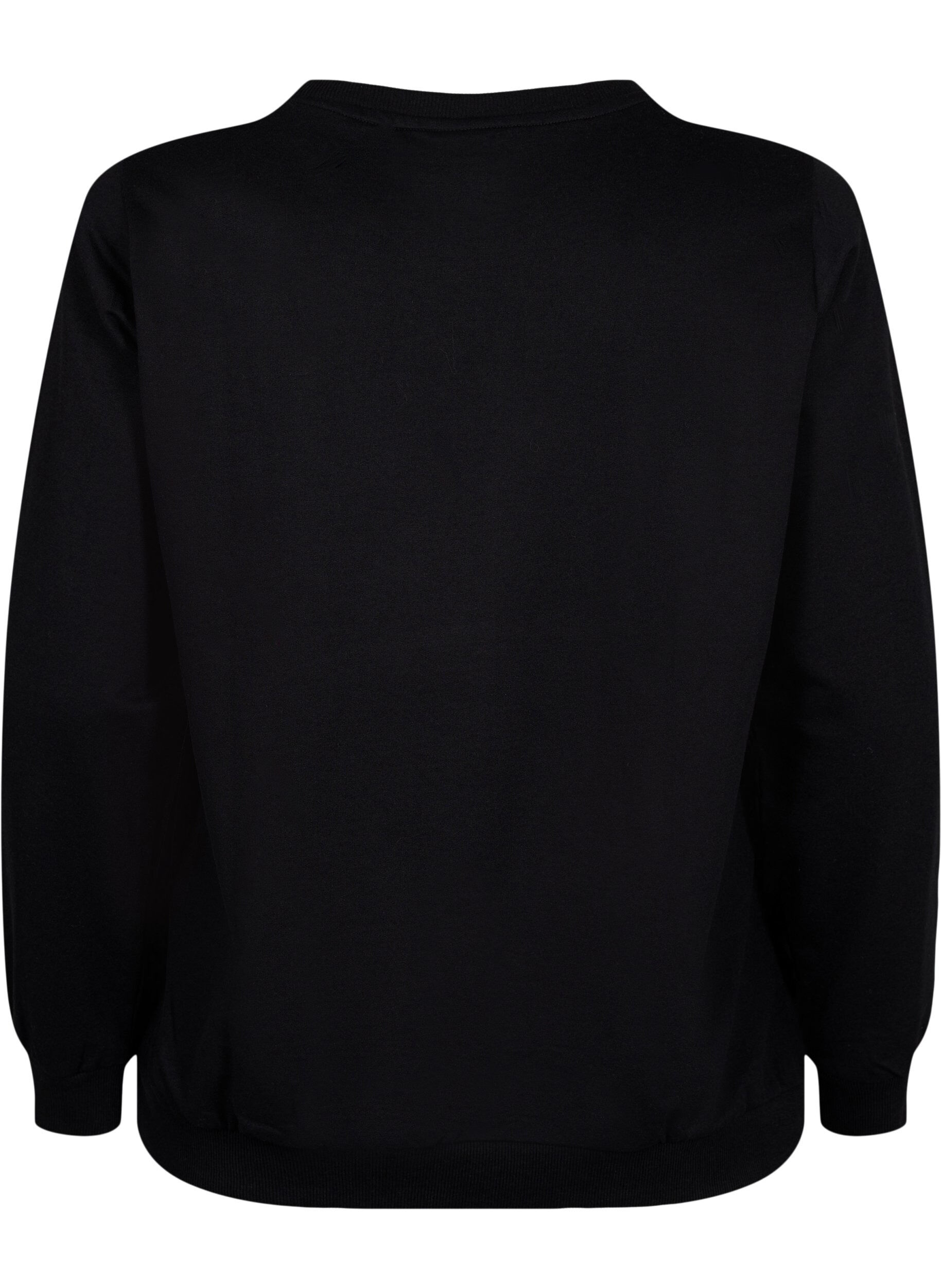 Zizzi Sweatshirt mit Text, Black W. Reset, Packshot image number 1