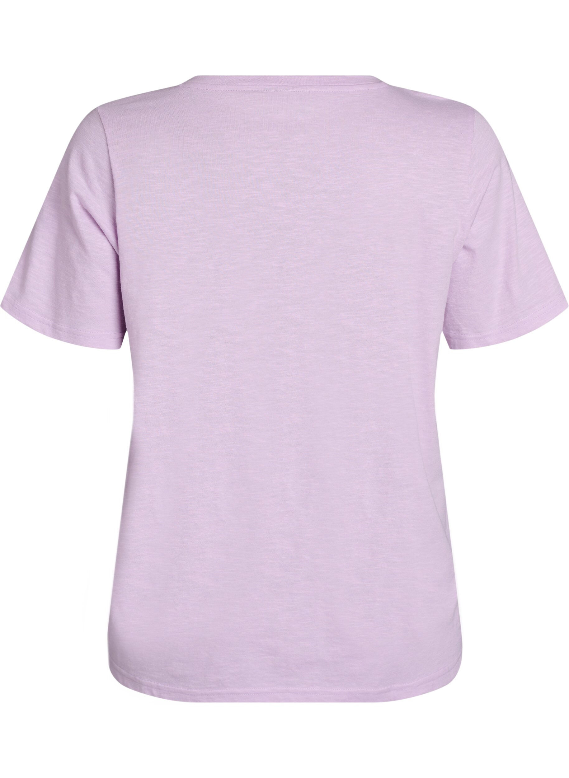Zizzi Kurz&auml;rmeliges Basic T-Shirt mit V-Ausschnitt, lila, Packshot image number 1
