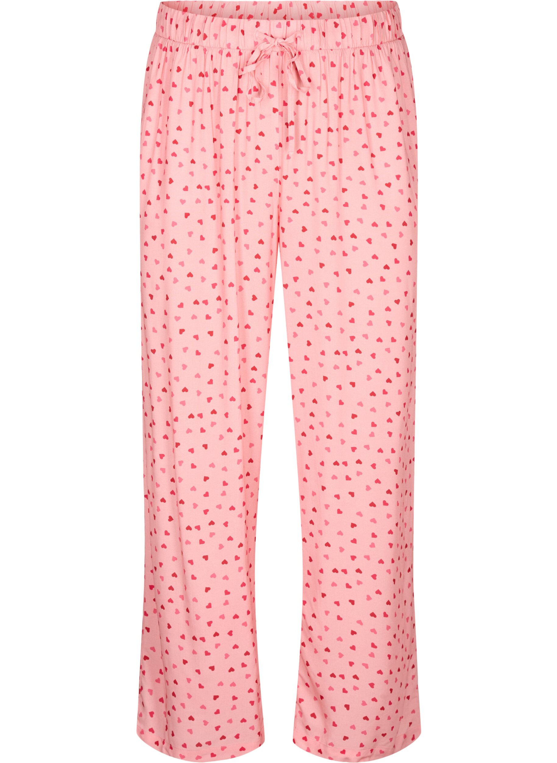 Zizzi Lockere Hose aus Viskose mit Allover-Druck, Pink Icing W. hearts, Packshot image number 0