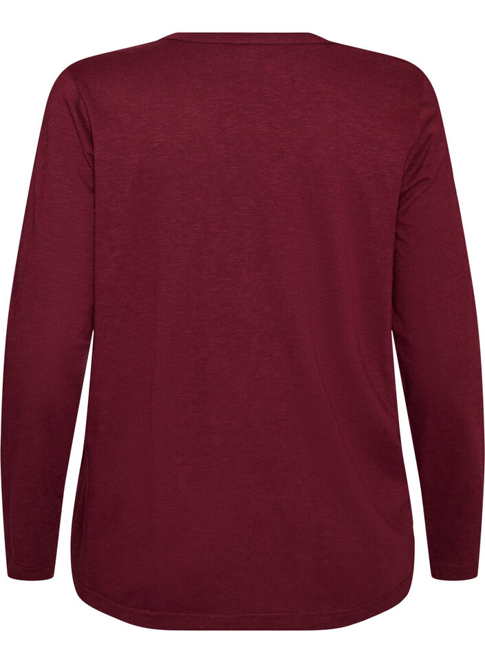 Langarmshirt mit V-Ausschnitt und Kn&ouml;pfen, Rot, Packshot image number 1