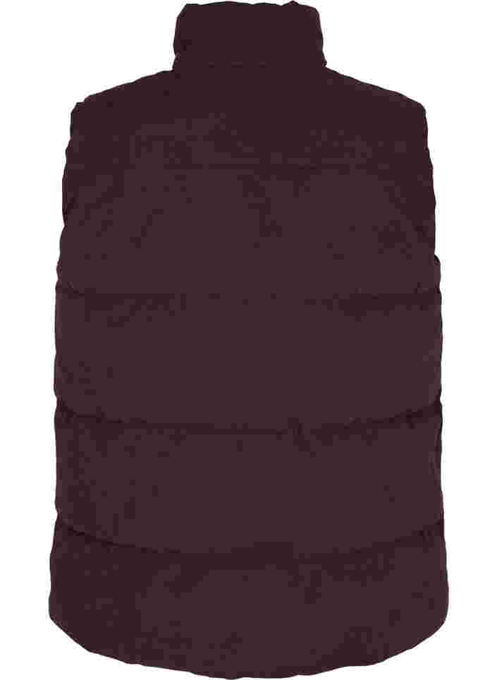 Kurze Weste mit hohem Kragen und Taschen, Black Coffee, Packshot image number 1