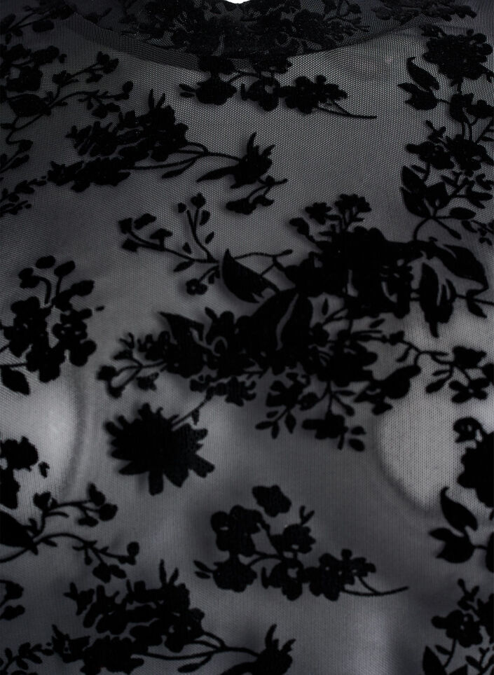 Meshbluse mit Blumenmuster, Schwarz, Packshot image number 2
