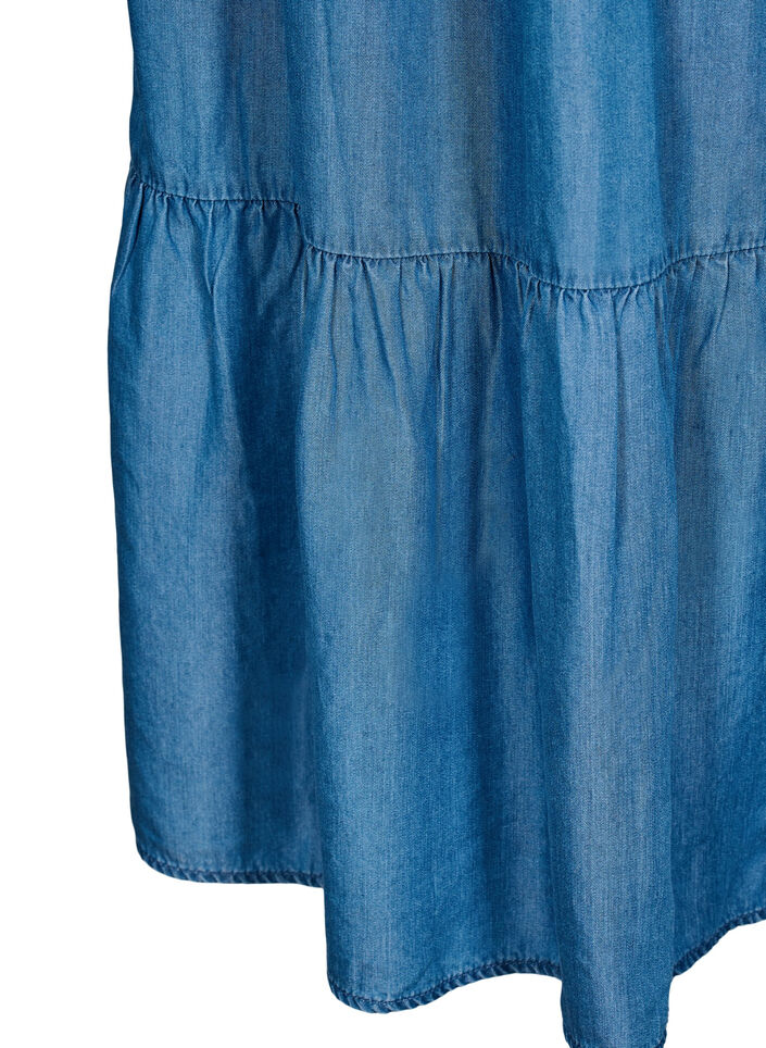 Maxirock aus Denim mit R&uuml;schen, Blau, Packshot image number 3