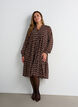 Kleid mit Allover-Muster und einer Volantlage, Braun, Model image number 0