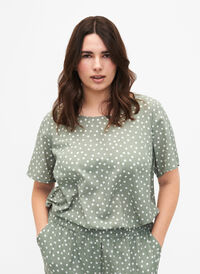 FLASH – Kurzärmelige Bluse mit Aufdruck, Iceberg Green Dot, Model