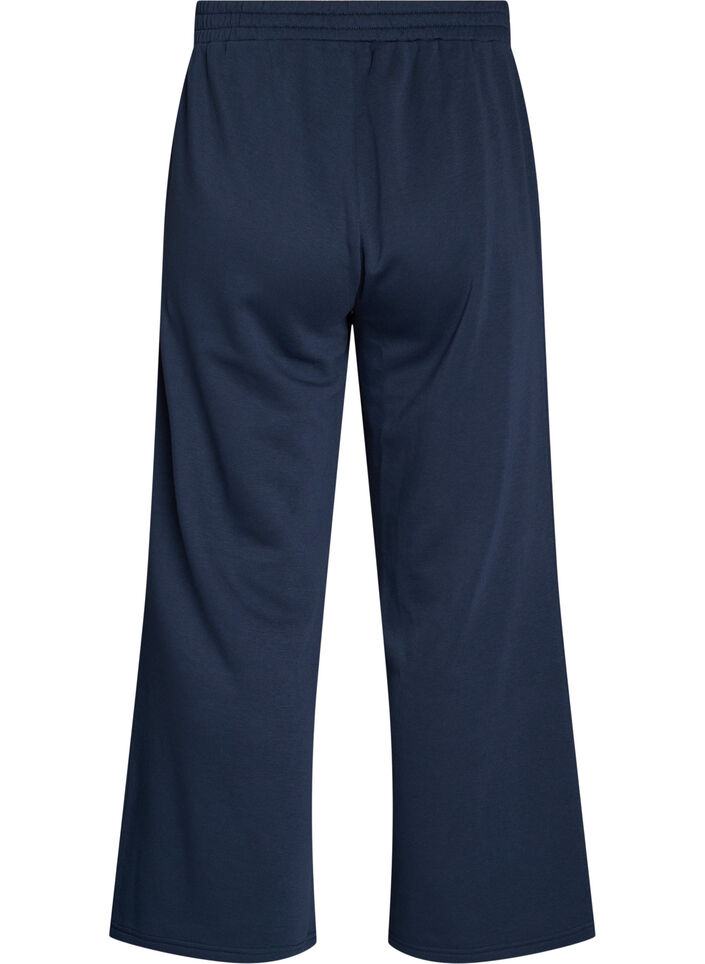 Hoch taillierte Sweatpants mit weitem Bein, Blau, Packshot image number 1