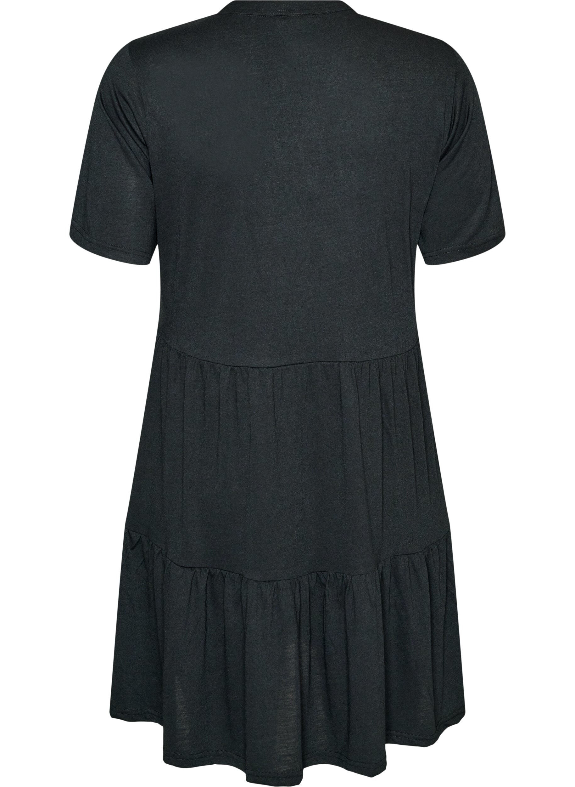 ZizziJerseykleid mit Spitzendetails und mehrlagigem Rock, Schwarz, Packshot image number 1