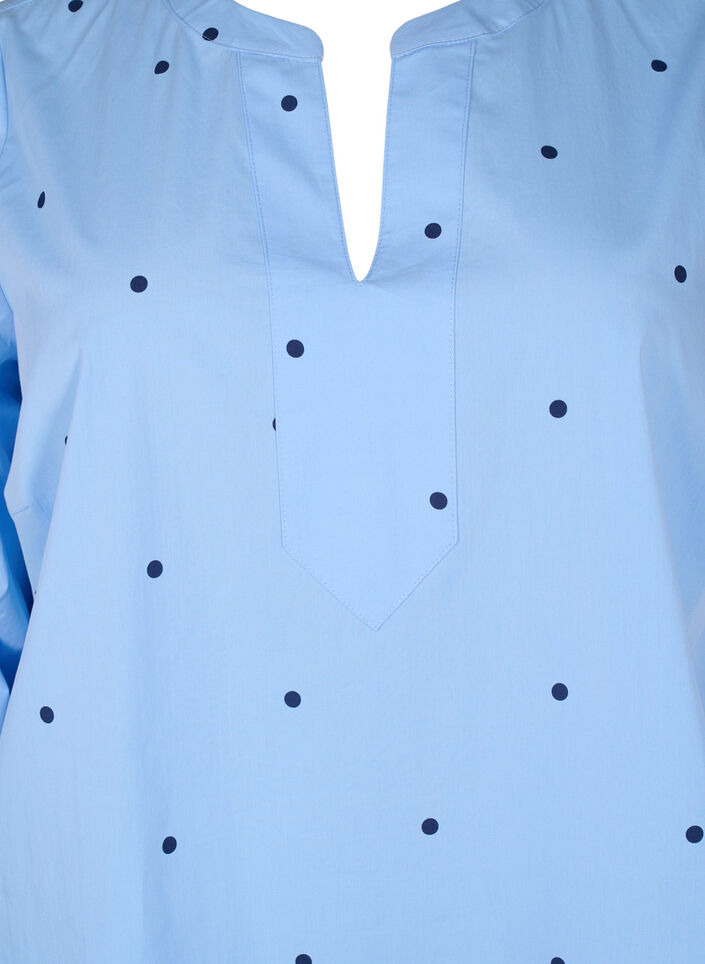 Kleid mit Polka Dots und langen Ärmeln, Blau, Packshot image number 2