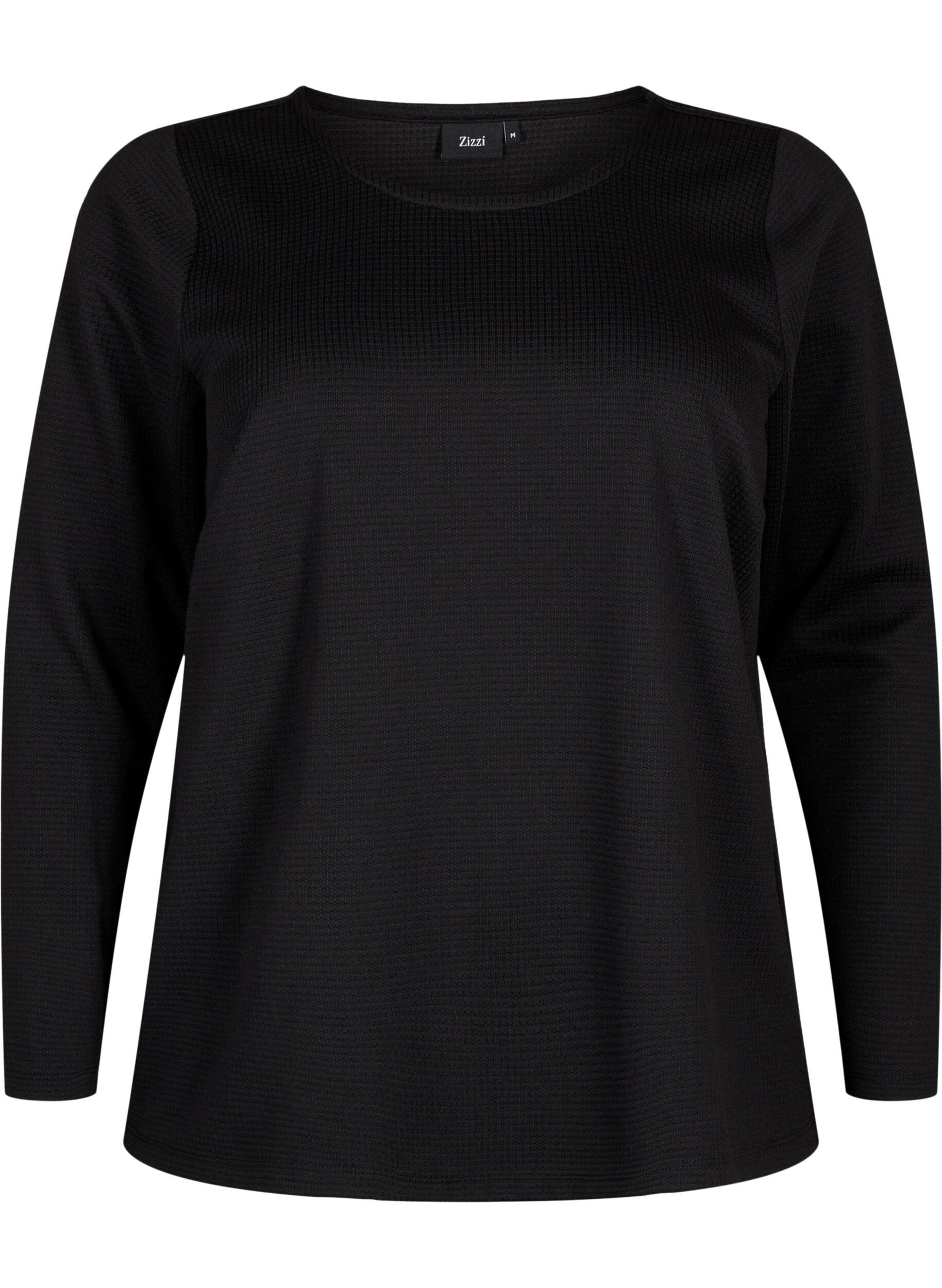 Zizzi Strukturierte Bluse in A-Linie, Black, Packshot image number 0