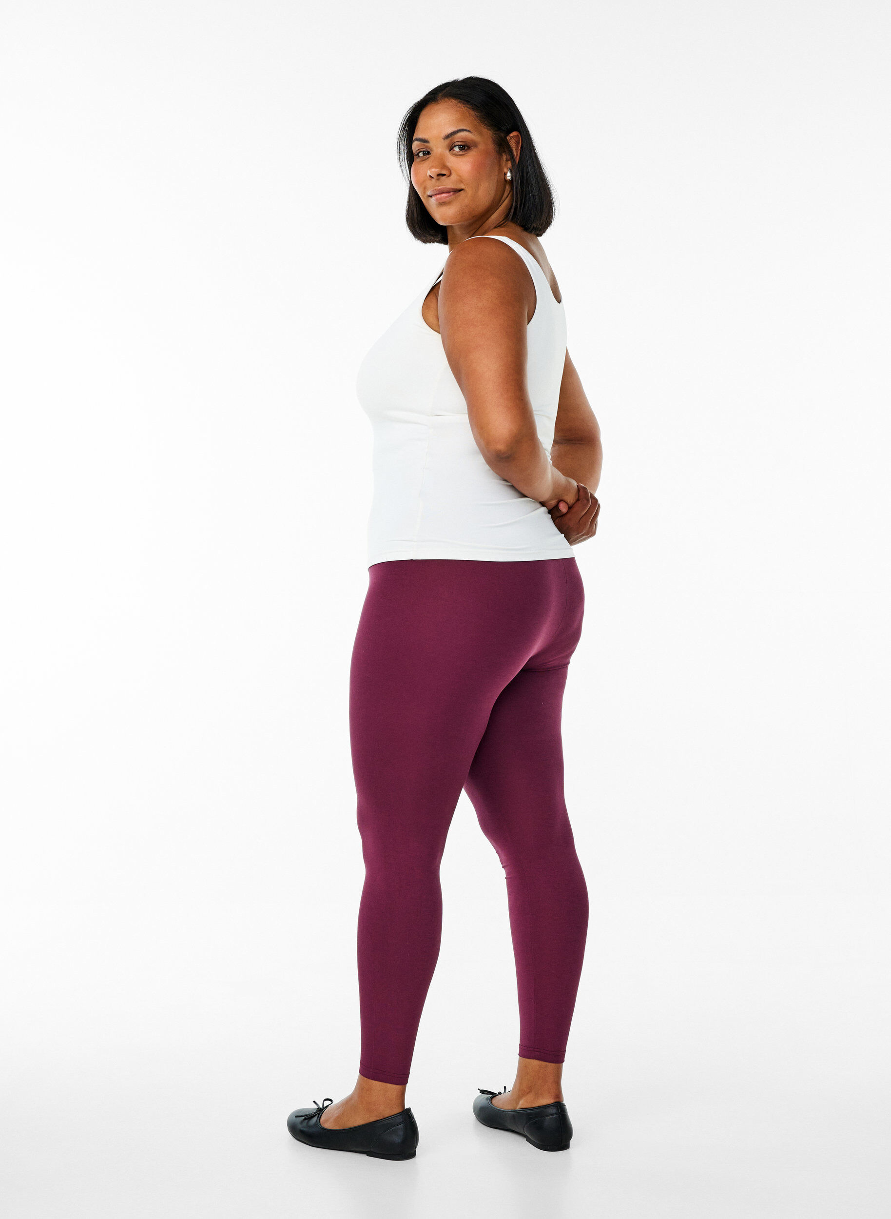 Zizzi Basic Leggings aus Viskose, Dunkles Bordeaux, Model image number 2