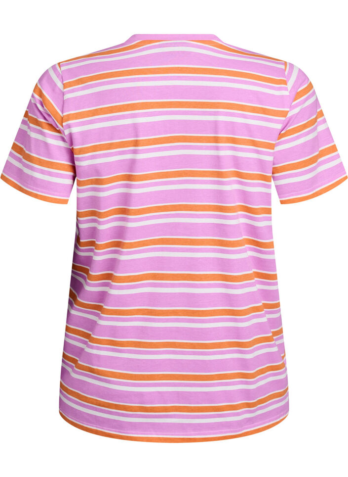 T-Shirt aus Baumwolle mit Streifen, Pink, Packshot image number 1