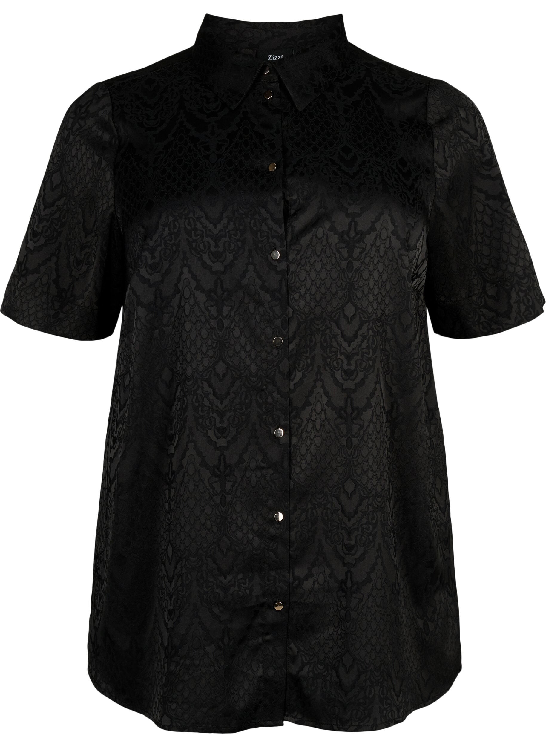 Zizzi Long-Shirt mit Strukturmuster, Black, Packshot image number 0