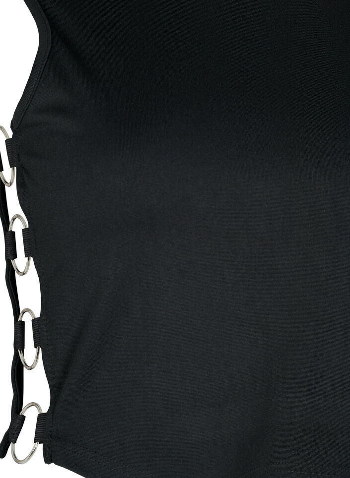 Kurzes Oberteil mit offenem Seitendetail, Black, Packshot image number 3