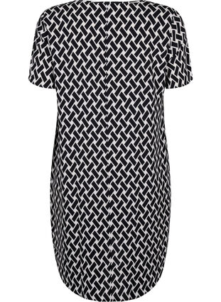 Kleid mit Aufdruck und kurzen Ärmeln, Black Graphic AOP, Packshot image number 1