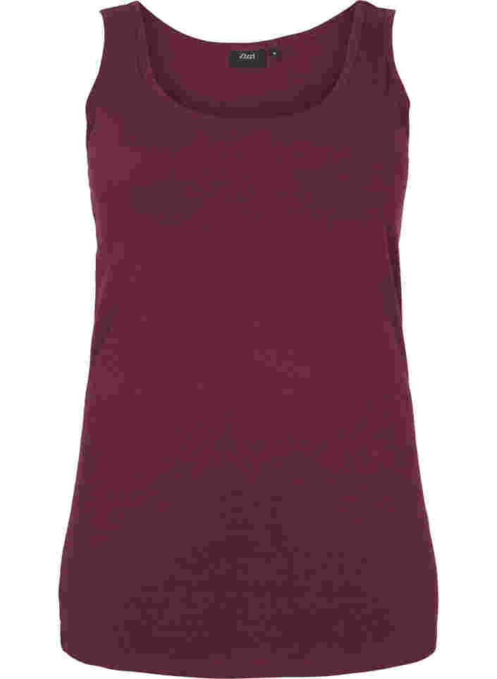 Einfarbiges basic Top aus Baumwolle, Winetasting, Packshot image number 0