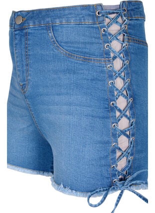 Denim-Shorts mit Schnürdetails, Blue Denim, Packshot image number 2