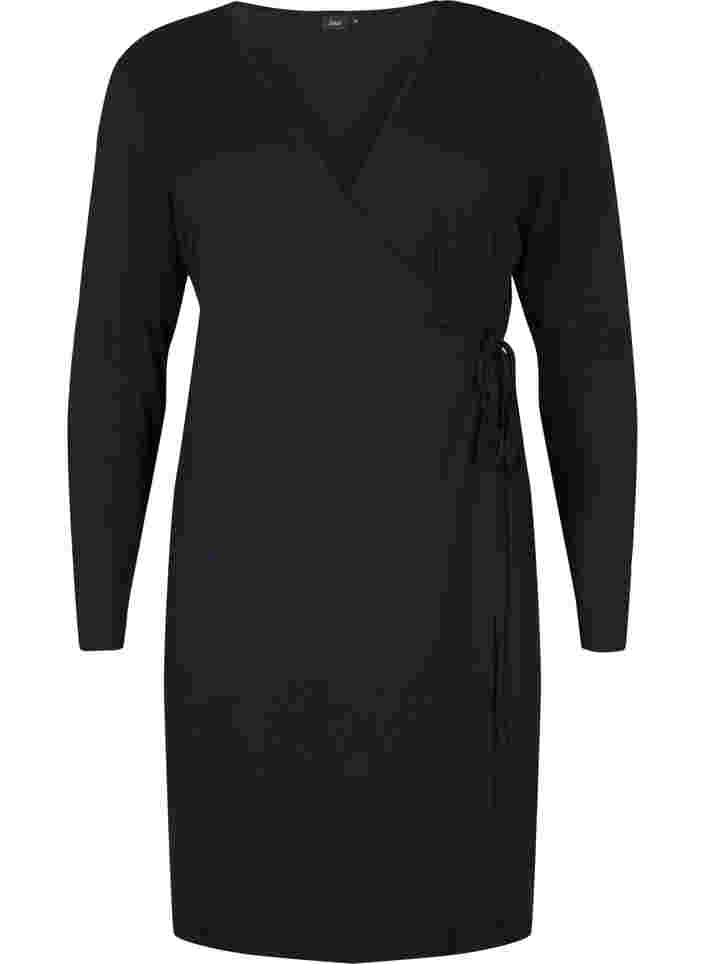 Langarm Wickelkleid aus Viskose, Black, Packshot image number 0
