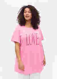 Oversize T-Shirt mit Druck, Rosebloom W. Love, Model