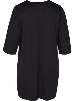 Kleid mit V-Ausschnitt und 3/4-Ärmeln, Black, Packshot image number 1