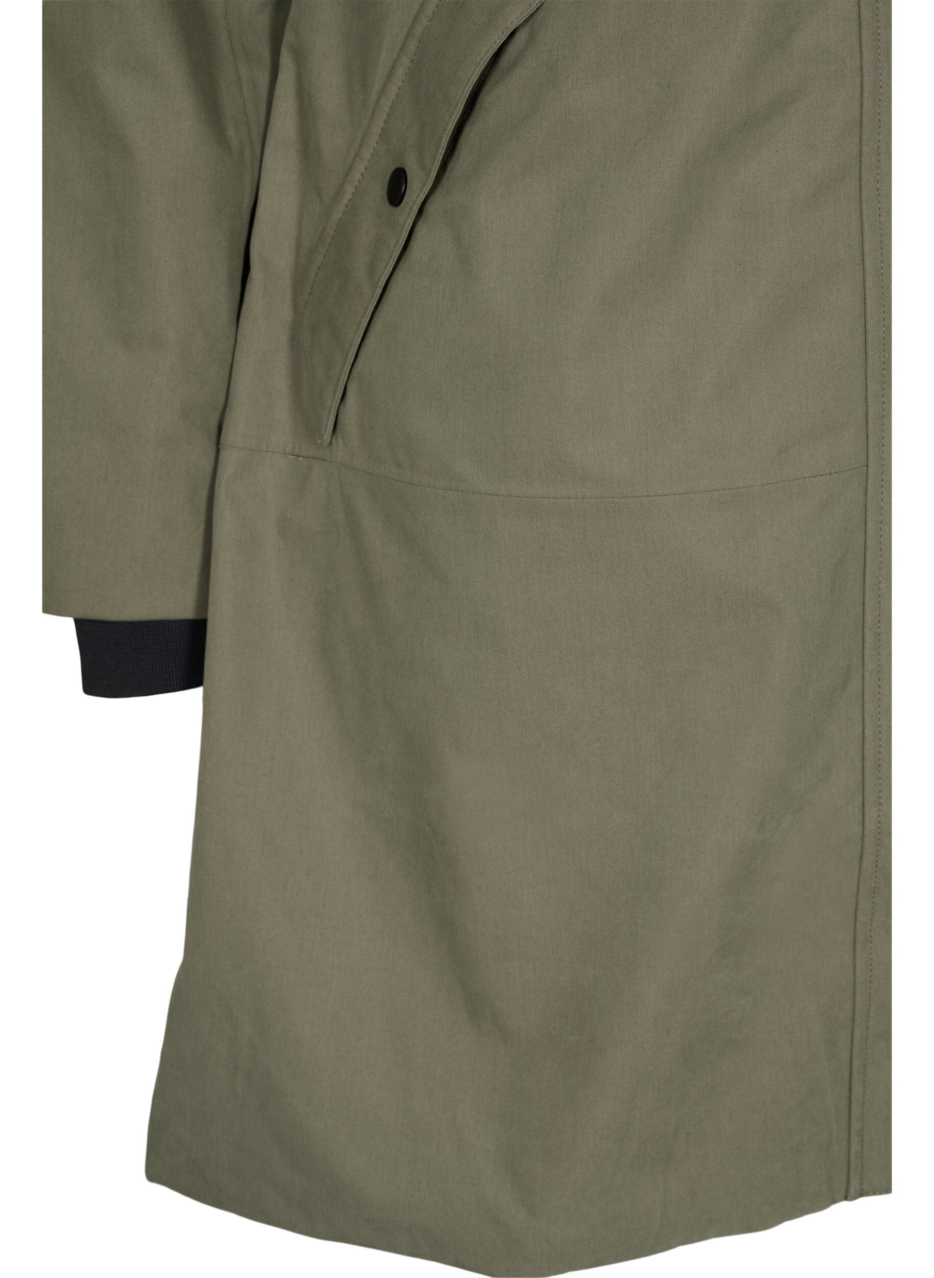 Zizzi Wasserdichte Jacke mit abnehmbarer Kapuze, Dusty Olive, Packshot image number 3