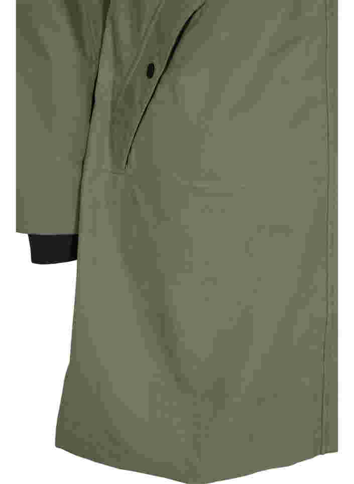 Wasserdichte Jacke mit abnehmbarer Kapuze, Dusty Olive, Packshot image number 3