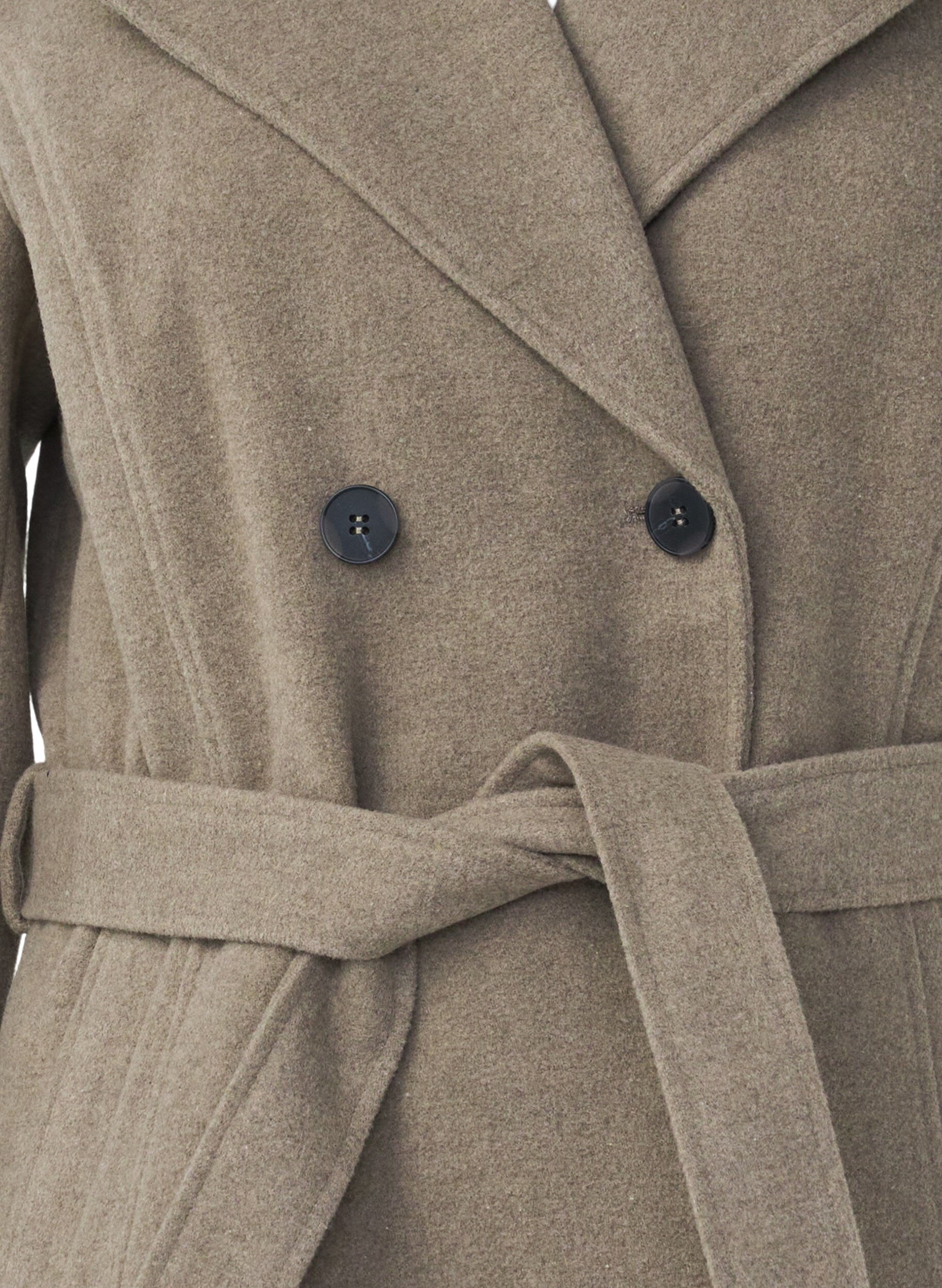 Zizzi Kurze Wolljacke mit G&uuml;rtel, Desert Taupe Mel., Packshot image number 2