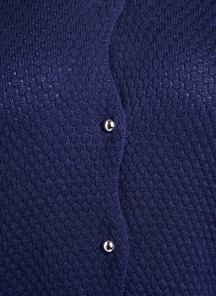 Strickjacke aus Strukturstrick mit kugelförmigen Knöpfen, Blau, Packshot image number 2