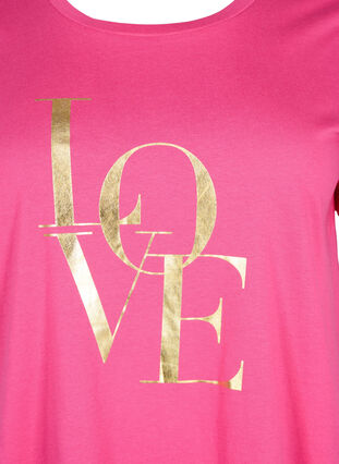 T-Shirt aus Baumwolle mit goldener Aufschrift, R.Sorbet w.Gold Love, Packshot image number 2