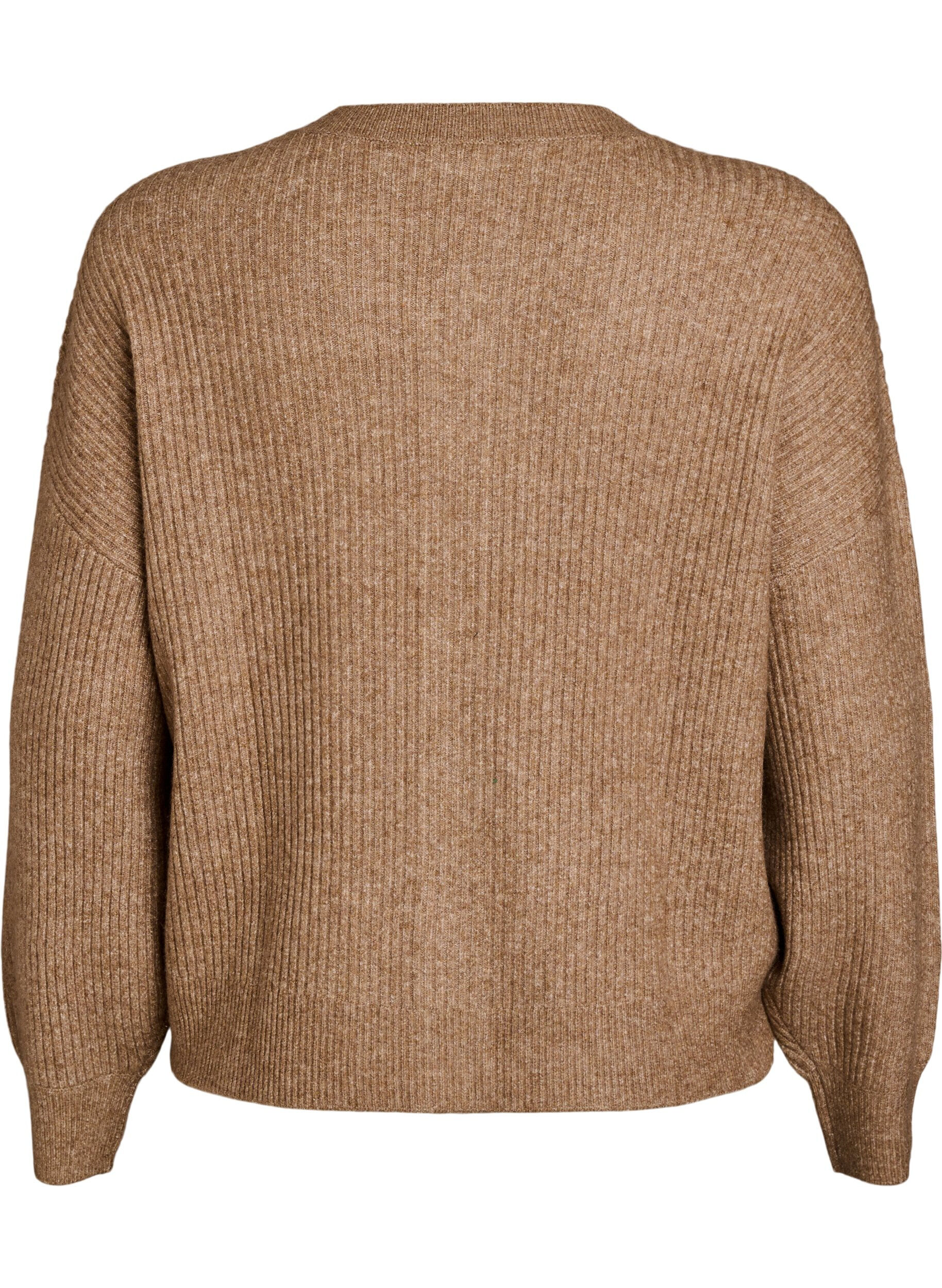 ZizziRippenstrick Strickjacke mit Kn&ouml;pfen, Braun, Packshot image number 1