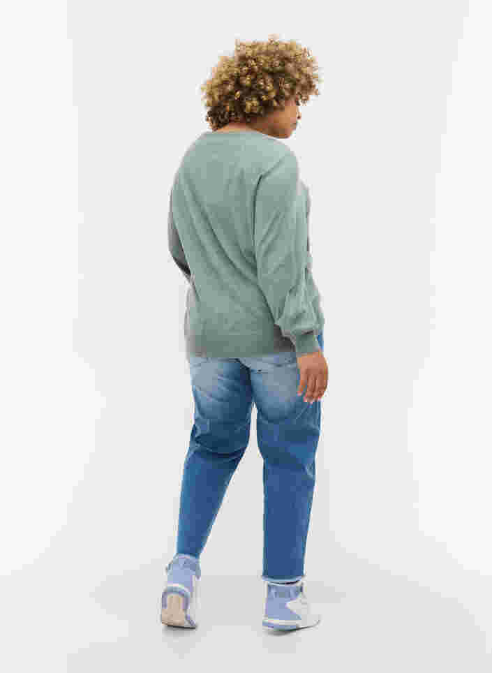 Cropped Jeans mit Kontrast, Blue denim, Model image number 1