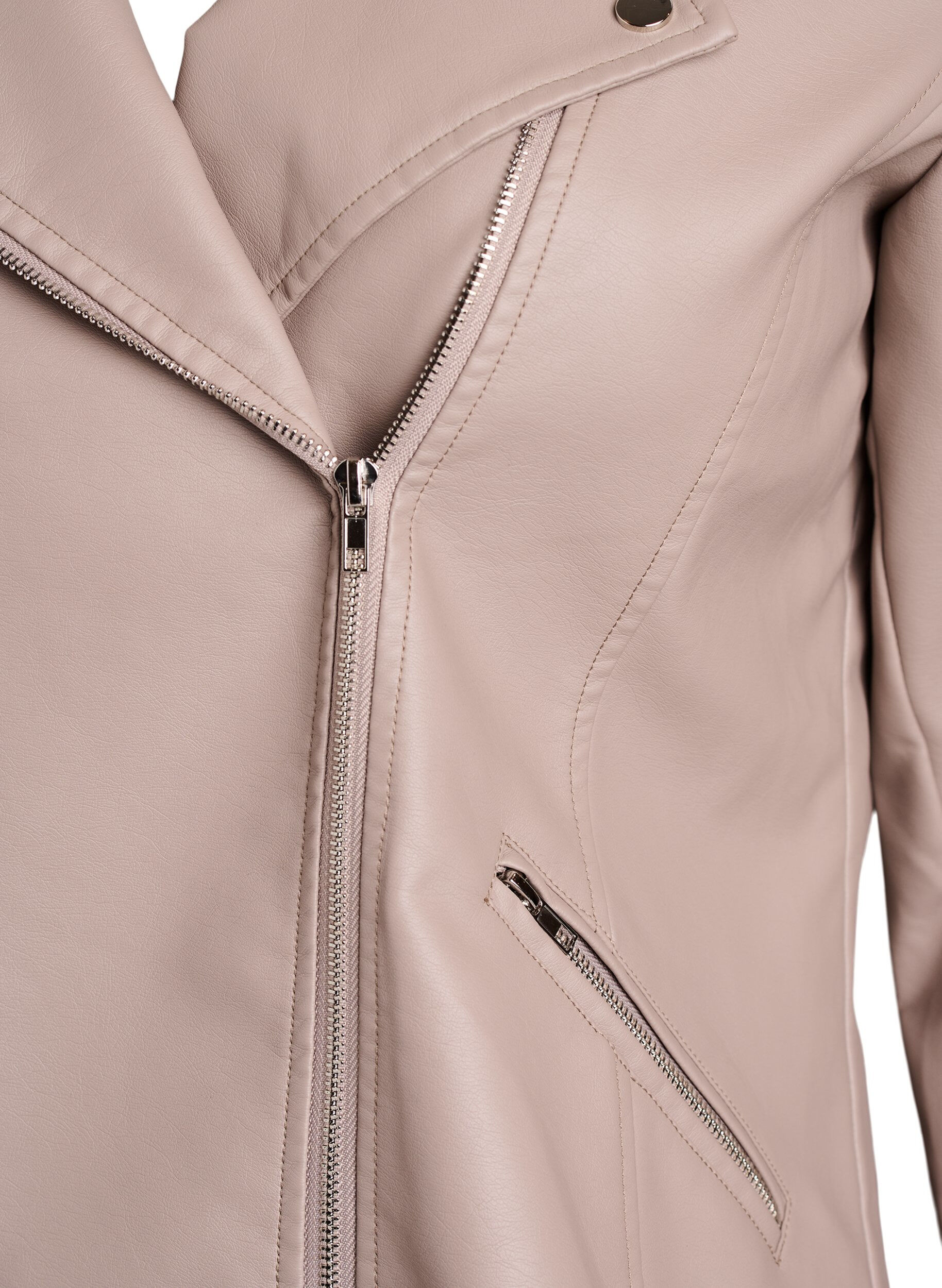 Zizzi Bikerjacke aus Kunstleder, Grau, Packshot image number 2